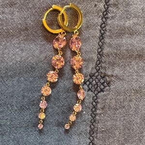 Elegant Gold and Pink Drop Earrings